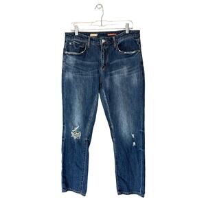 Anthropologie Pilcro Dark Wash Mid-Rise Slim‎ Boyfriend Cropped Jeans Size 30